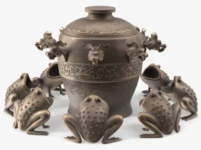Ancient Chinese Seismograph Bronze 3D model