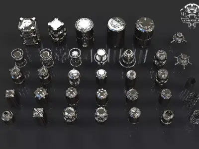 Sci-fi Hard Surface kitbash cylinder Low-poly 3D model