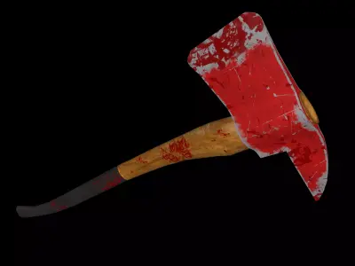 Bloody Fire axe Low-poly 3D model