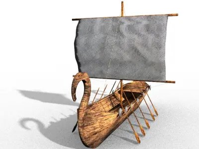 ancient viking boat Low-poly 3D model