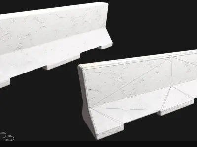 Low Poly PBR Concrete Barrier and Blast Wall Pack Low-poly 3D model