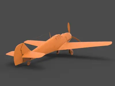 BF109E orange propeller plane 3D print model