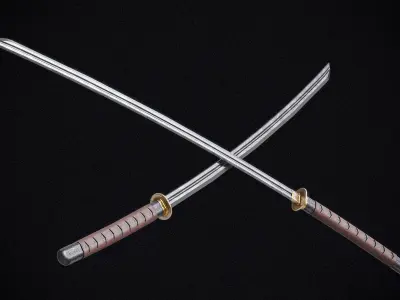 Katana Zoro PBR Sword Low-poly 3D model