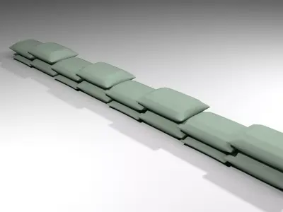 Sandbag Bunker - Wide Baricade 3D model