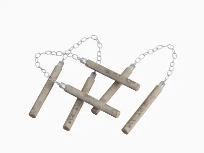 Wooden Nunchaku Set 3D model