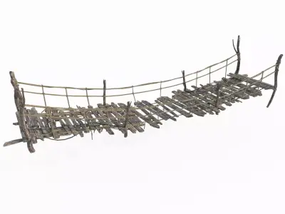 Ancient architecture old suspension bridge 3D model