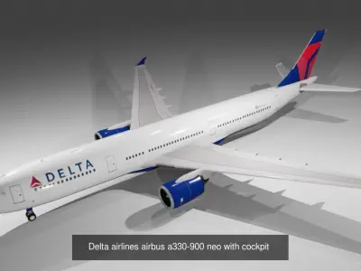 Airbus a330-900neo model with cockpit low poly 10 liveries 3D Model Collection