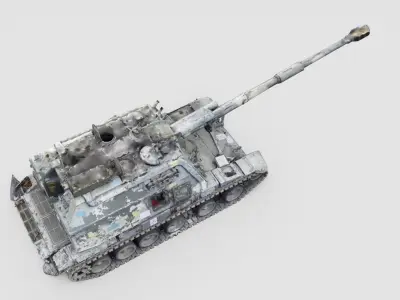 Destroyed 2S19 Msta 152 mm self-propelled howitzer M1990  3D model get