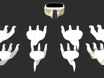 Adjustable Subdivision 4 Digit Talons Rigged Low-poly 3D model