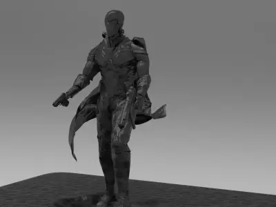 Sci-fi armored warrior with guns 3D model