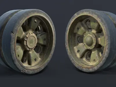 T-55 Tank Wheels Set Low-poly 3D model