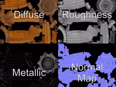 Vintage Copper Airship model pack Low-poly 3D model