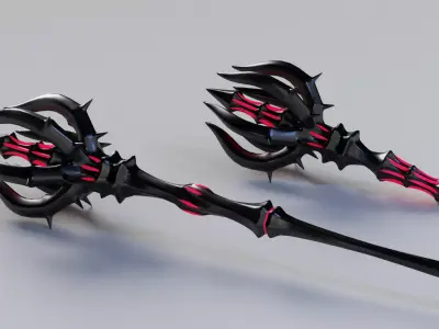 Magic Staff and Artifact Free low-poly 3D model