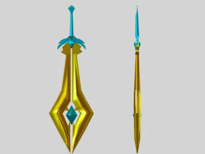Sword golden Low-poly 3D model