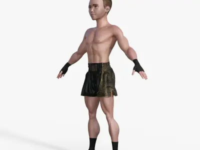 Cartoon Fighter Man Rigged 3D model