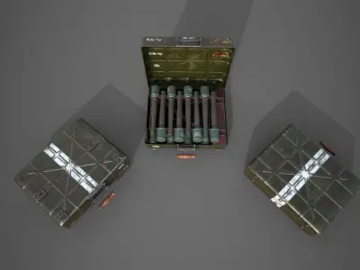 WWII Stielhandgranate M24 Case with Stielhandgranate M24 grenade Low-poly 3D model