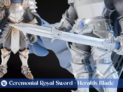 Stylized Sword - Ceremonial Royal Heralds Blade - Game Ready 3D model
