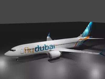 Flydubai Boeing 737 max 8 3d model Low-poly 3D model