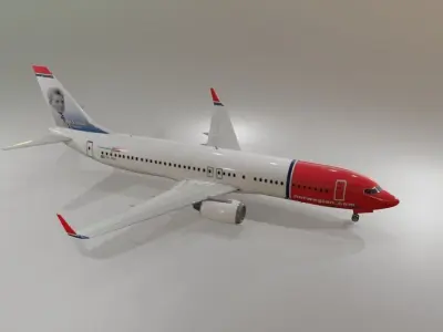 Norwegian Airlines Boeing 737-800 3D Model with cockpit Low-poly 3D model