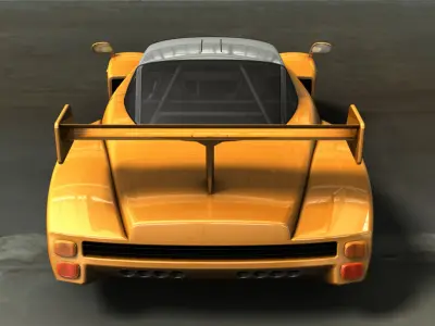 LeMansASGTV8 orange sports car parked in parking lot Free 3D model