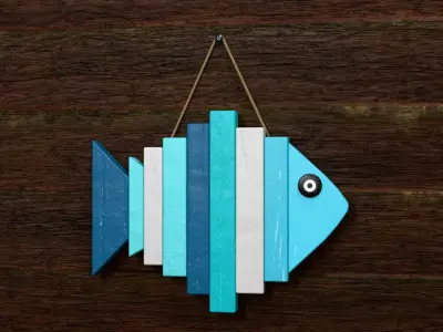 Wooden Fish Wall Decoration Low-poly 3D model