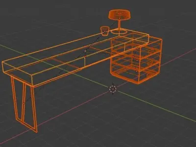 Loft Modern Office Desk Free 3D model