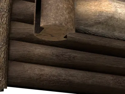 Modular Log Fence wooden dirty old fencing Low-poly 3D model