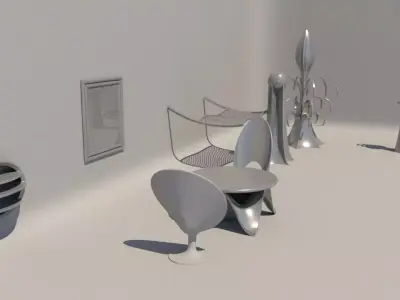 Furniture and decorations Low-poly 3D model