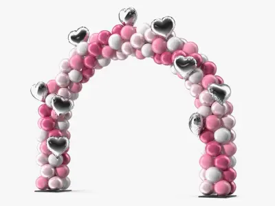 Wedding Balloon Arch with Silver Hearts 3D model