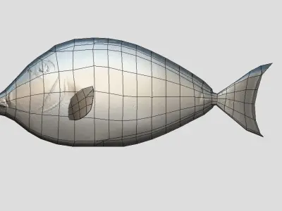 Orange Spine Unicornfish Realistic Animated Low-poly 3D model