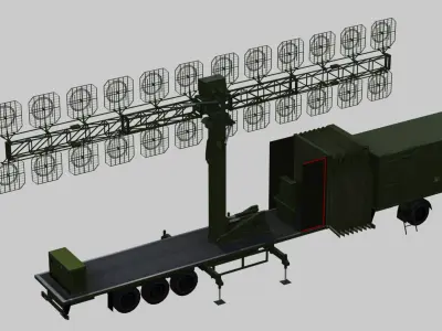 AMBER 1800 Ground-based mobile VHF-band radar Low-poly 3D model