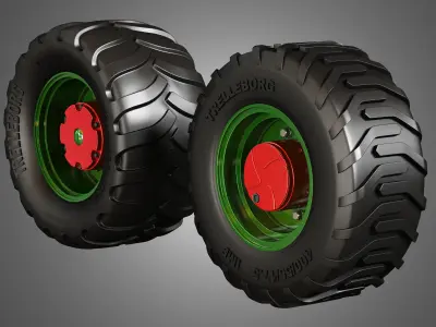 Truck Tires and Wheels-T05 3D model