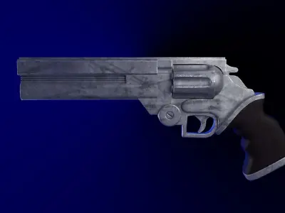 sci-fi revolver with a heavy Steel Serpent silver gun vash 3D model