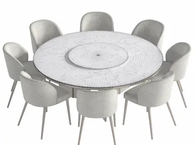 Dinning Set Morgan round table  Minotti dining chair Free 3D model