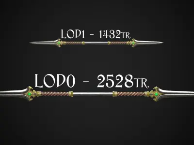 Spear and Glaive A3 Low-poly 3D model