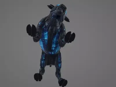 Robotic Bison - High Poly 3D model