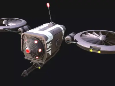 BattleDrone sci-fi drone Low-poly 3D model