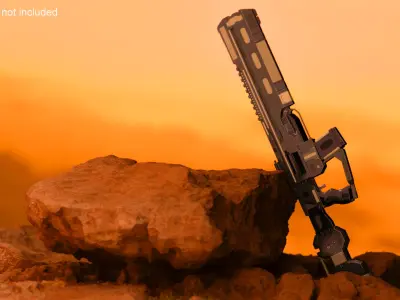 Tactical Assault Rifle Sci Fi with Cartridge Black 3D model