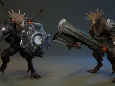 Dinosaur Knight Low-poly 3D model