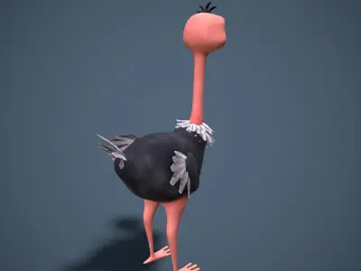 cartoon oistrich Low-poly 3D model