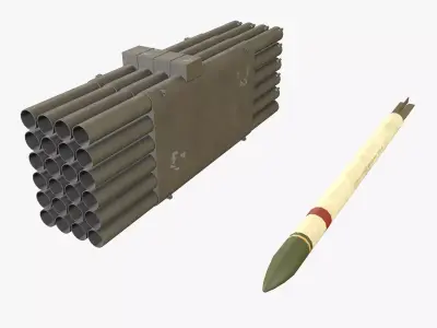 XM-3 Launcher With 70mm Missile Low-poly 3D model