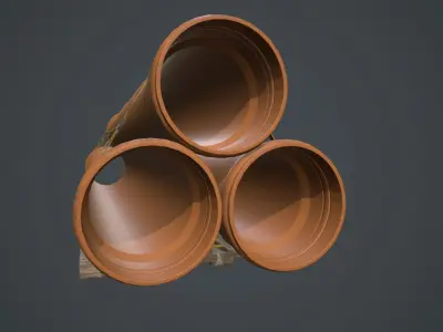 Drain Pipes PBR Game Ready Low-poly 3D model