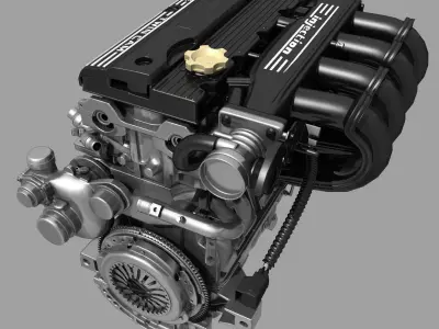 Car 4 Cylinder Engine 02 3D model