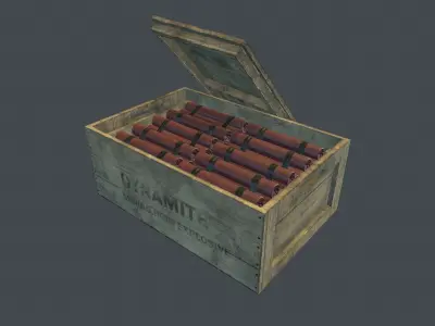 Box With Dynamite Packs PBR Game Ready Low-poly 3D model