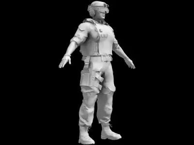 Caucasian Military Mercenary Soldier 3D model