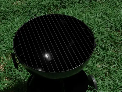 Portable Red Kettle Trolley charcoal barbecue Free 3D model