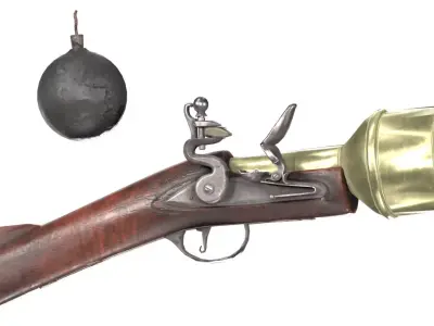 MILITARY Game Ready 18th Century Hand Mortar Low-poly 3D model