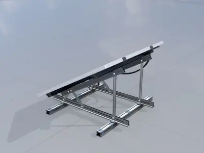 Solar module version 3 2x2m tilt angle 30 degrees with stand Low-poly 3D model