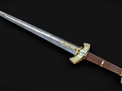Viking runed sword Low-poly 3D model