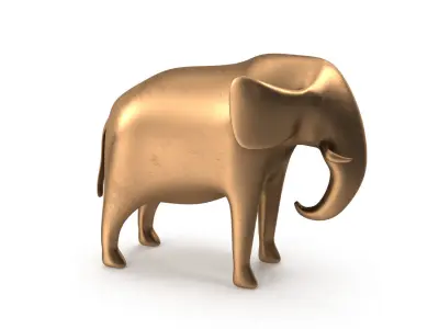 Elephant PBR golden Low-poly 3D model